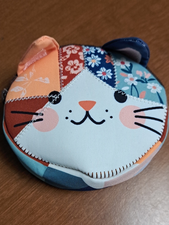 Accessories - Patchwork Cat Coin Purse - Blue & Peach NWOT